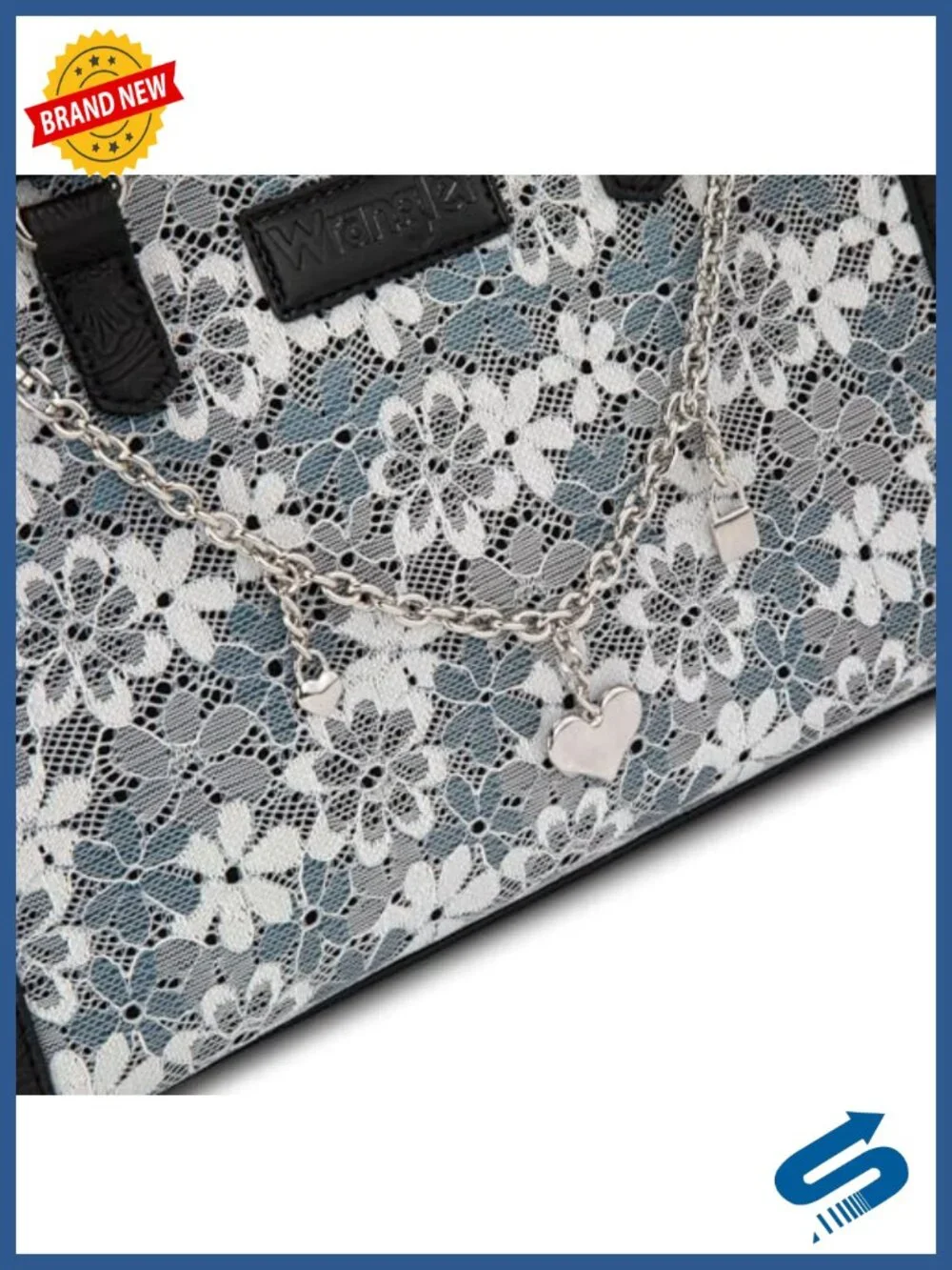 Womens Lace Satchel Tote Bag, Medium Crossbody Top Handle Purse with Floral